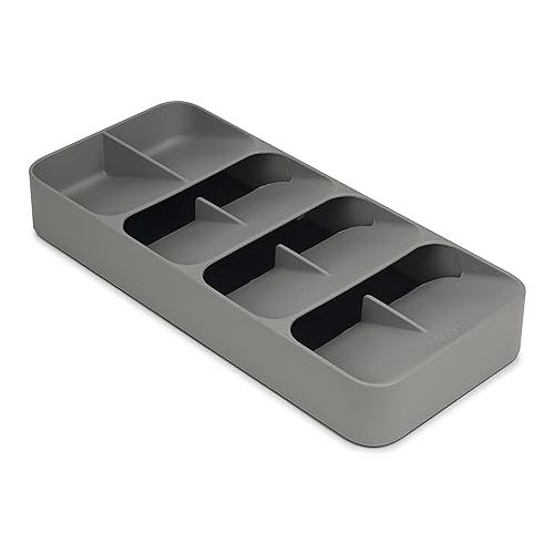 조셉조셉 Joseph Joseph DrawerStore Compact Utensil Organizer For Kitchen Drawer Silverware, Flatware Tray, Grey