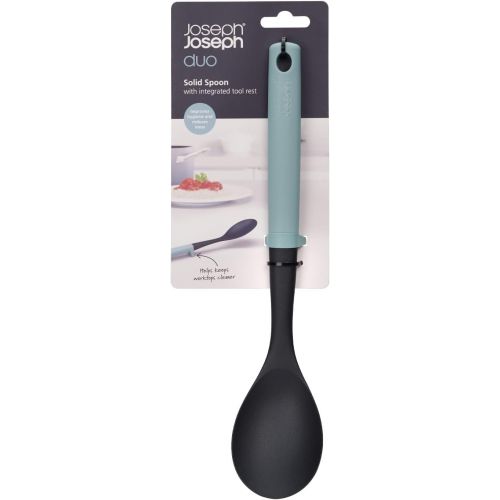 조셉조셉 Joseph Joseph Duo Slotted Spoon with Integrated Tool Rest Hygienic Design, Heat-Resistant Nylon Head, Ideal for Non-Stick Cookware, Opal