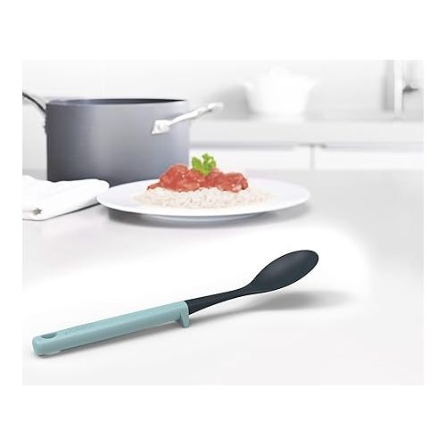 조셉조셉 Joseph Joseph Duo Slotted Spoon with Integrated Tool Rest Hygienic Design, Heat-Resistant Nylon Head, Ideal for Non-Stick Cookware, Opal