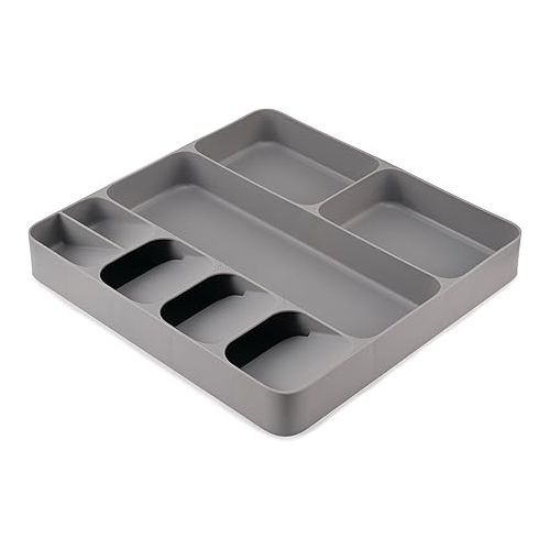 조셉조셉 Joseph Joseph DrawerStore Compact Utensil Organizer For Kitchen Drawer Silverware, Flatware Tray, Large, Grey