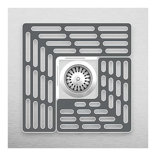 조셉조셉 Joseph Joseph SinkSaver Adjustable Sink Protector Mat, Non-Slip, Gray