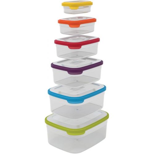 조셉조셉 Joseph Joseph Nest Plastic Food Storage Containers Set with Lids Airtight Microwave Safe, 12-Piece, Multi-color