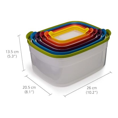 조셉조셉 Joseph Joseph Nest Plastic Food Storage Containers Set with Lids Airtight Microwave Safe, 12-Piece, Multi-color