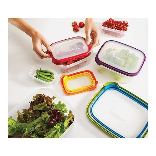 조셉조셉 Joseph Joseph Nest Plastic Food Storage Containers Set with Lids Airtight Microwave Safe, 12-Piece, Multi-color