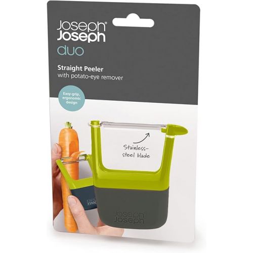 조셉조셉 Joseph Joseph Duo Easy-Grip Straight Potato and Vegetable Kitchen Peeler, Green