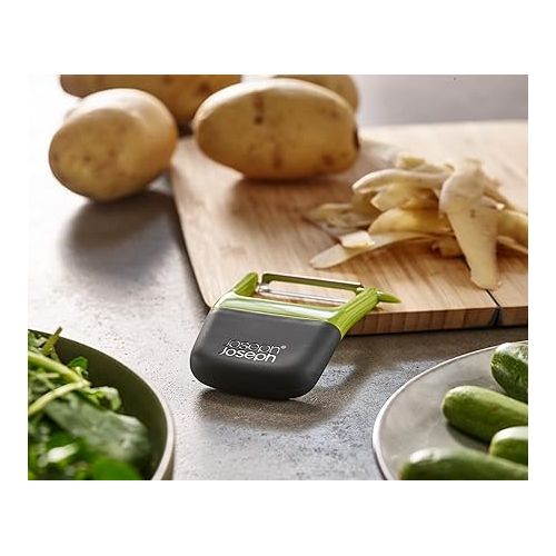 조셉조셉 Joseph Joseph Duo Easy-Grip Straight Potato and Vegetable Kitchen Peeler, Green