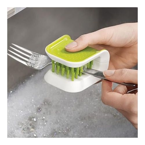 조셉조셉 Joseph Joseph BladeBrush Knife and Cutlery Cleaner Brush Bristle Scrub Kitchen Washing Non-Slip, One Size, Green