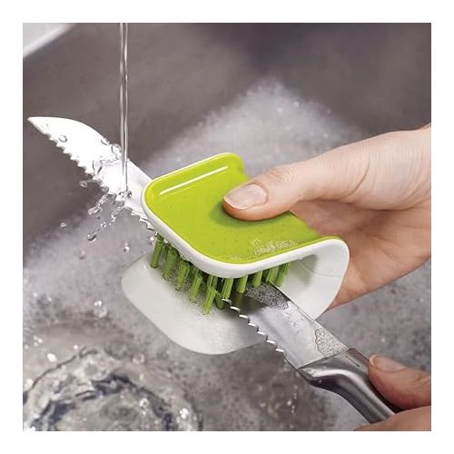 조셉조셉 Joseph Joseph BladeBrush Knife and Cutlery Cleaner Brush Bristle Scrub Kitchen Washing Non-Slip, One Size, Green