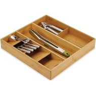 Joseph Joseph DrawerStore Compact Utensil Organizer For Kitchen Drawer Silverware, Flatware Tray, Large, Bamboo