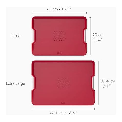 조셉조셉 Joseph Joseph 60207 Cut&Carve Plus Multi-function Cutting Board, Large, Red