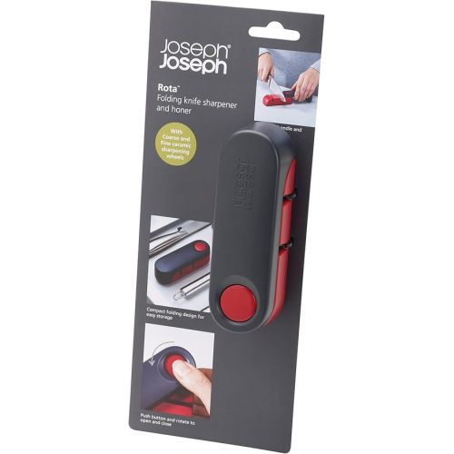 조셉조셉 Joseph Joseph Rota Folding Knife Sharpener and Honer, Red