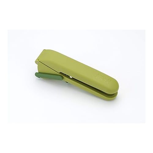 조셉조셉 Joseph Joseph CleanForce Garlic Press - Garlic Mincer with Trigger-Operated Wiper Blade & Handy Cleaning Tool, Green