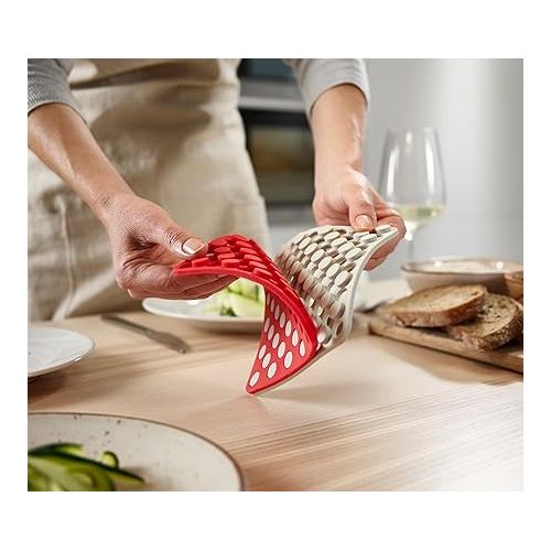 조셉조셉 Joseph Joseph Duo Spot-On Set of 2 Silicone Trivets, Grey/Red