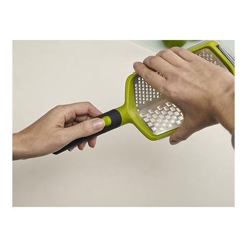 조셉조셉 Joseph Joseph Twist Grater 2-in-1 Grater with Adjustable Handle, Extra Course and Fine,Green