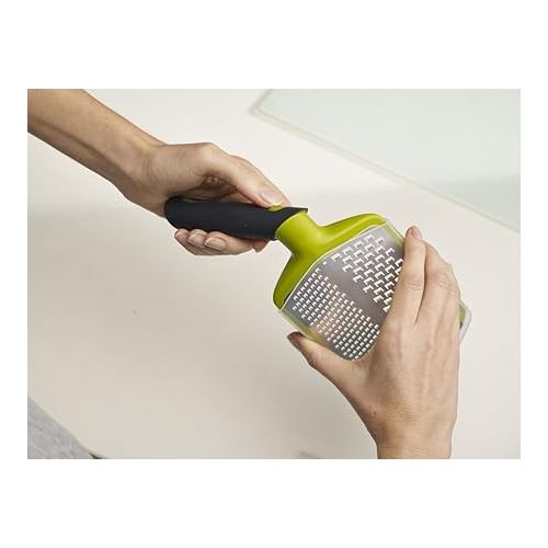 조셉조셉 Joseph Joseph Twist Grater 2-in-1 Grater with Adjustable Handle, Extra Course and Fine,Green