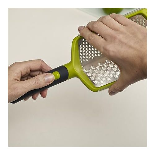 조셉조셉 Joseph Joseph Twist Grater 2-in-1 Grater with Adjustable Handle, Extra Course and Fine,Green