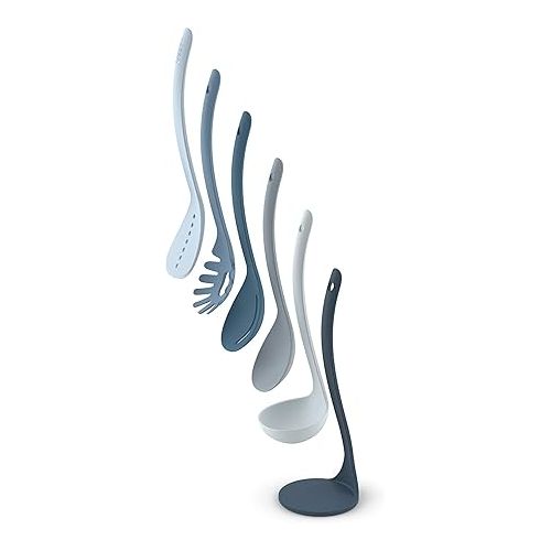 조셉조셉 Joseph Joseph 10526 Nest Utensils Compact Stacking Kitchen Tool Set with Magnetic Storage Stand Nylon, 5-piece, Editions- Sky,Blue