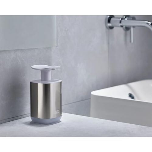 조셉조셉 Joseph Joseph Presto Stainless-Steel Hygienic Easy-Push Soap Dispenser with Wide Pump, White