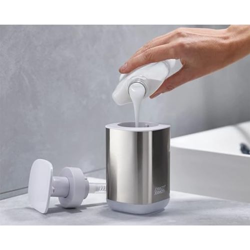 조셉조셉 Joseph Joseph Presto Stainless-Steel Hygienic Easy-Push Soap Dispenser with Wide Pump, White