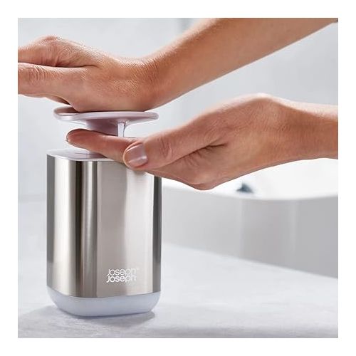 조셉조셉 Joseph Joseph Presto Stainless-Steel Hygienic Easy-Push Soap Dispenser with Wide Pump, White