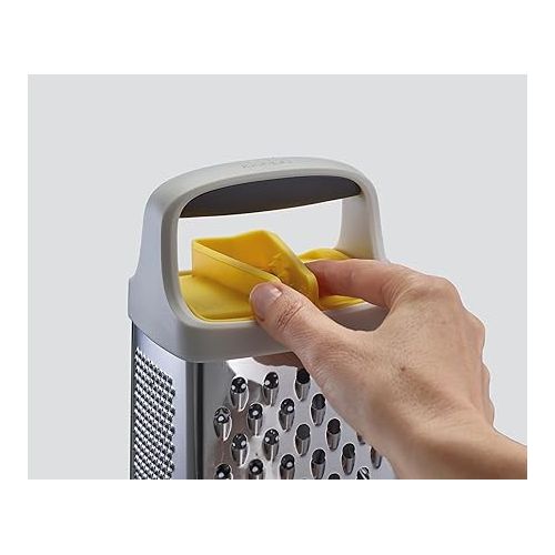 조셉조셉 Joseph Joseph Multi-Grip Box Grater with Precision food grip, Stainless Steel blades for grating and slicing, non-slip base, Dishwasher safe