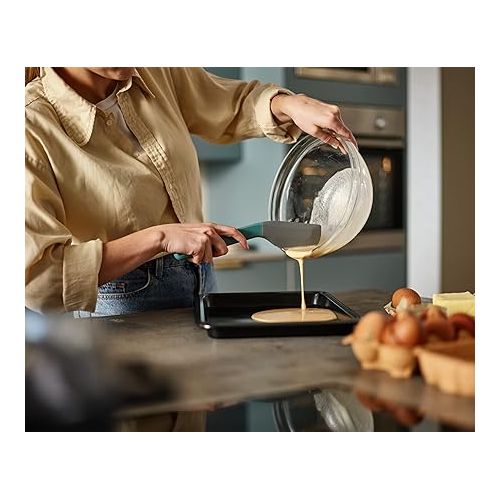 조셉조셉 Joseph Joseph Duo Silicone Spatula Ergonomically Shaped, Heat-Resistant Silicone Head, Perfect for Mixing Bowls & Non-Stick Cookware, Opal