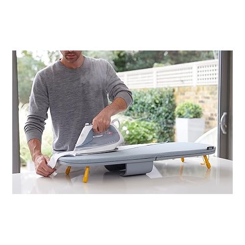 조셉조셉 Joseph Joseph Folding Tabletop Ironing Board with Iron Holder, Compact, Space-Saving, Grey/Yellow