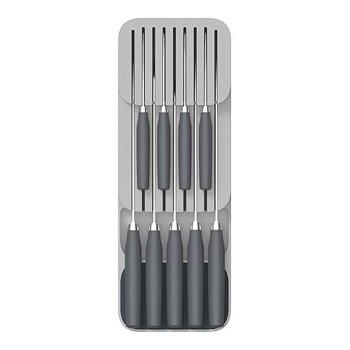 조셉조셉 Joseph Joseph DrawerStore Knife Organizer, holds up to 9 knives, Kitchen Organization & Drawer Storage - Compact, Grey