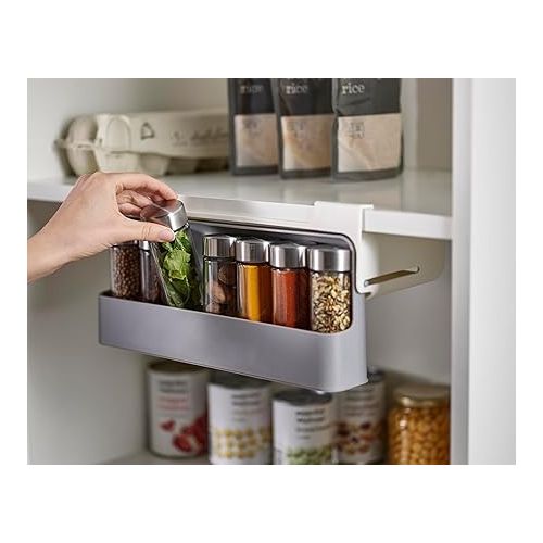 조셉조셉 Joseph Joseph Spice Rack Organizer - Under-Shelf Kitchen Cabinet Storage Solution for Spices, Grey