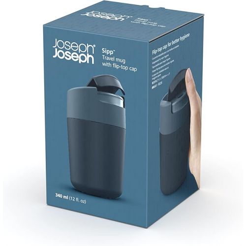 조셉조셉 Joseph Joseph Sipp™ Travel Coffee Mug with Flip-top Cap - 340 ml (12 fl. oz) - Blue