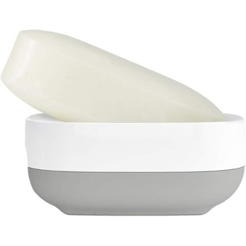 조셉조셉 Joseph Joseph 70511 Slim Compact Soap Dish with Drain, Gray, 7.1 x 3.6 x 8.4 cm
