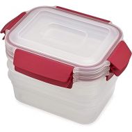 Joseph Joseph Nest Lock Plastic BPA Free Food Storage Container Set with Lockable Airtight Leakproof Lids, 6-Piece Set/37oz, Red