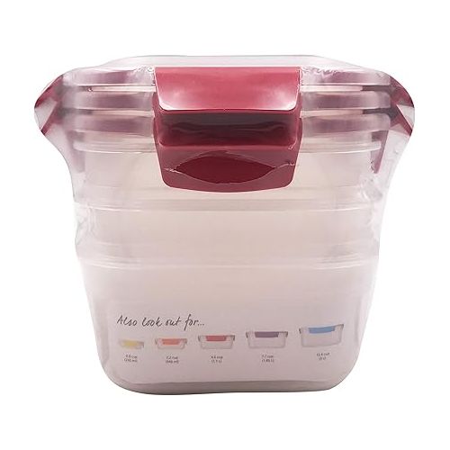 조셉조셉 Joseph Joseph Nest Lock Plastic BPA Free Food Storage Container Set with Lockable Airtight Leakproof Lids, 6-Piece Set/37oz, Red