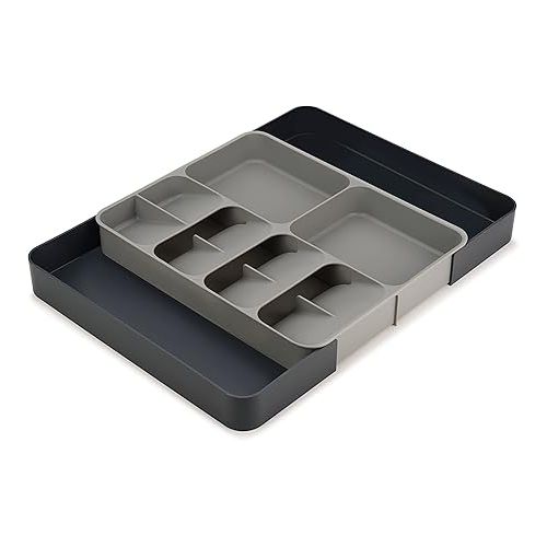 조셉조셉 Joseph Joseph DrawerStore Kitchen Drawer Organizer Tray for Silverware Cutlery Utensils and Gadgets, Expandable, Gray