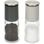 Joseph Joseph Salt and Pepper Grinder Set - Adjustable Coarseness Mills, Ceramic Grinders, Easy Refill Design, Black/Grey