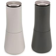 Joseph Joseph Milltop Salt and Pepper Grinder Set with Adjustable Grind Size Coarseness, Dark Gray/White, 2-piece