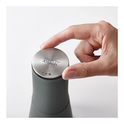 조셉조셉 Joseph Joseph Milltop Salt and Pepper Grinder Set with Adjustable Grind Size Coarseness, Dark Gray/White, 2-piece