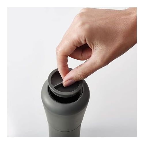 조셉조셉 Joseph Joseph Milltop Salt and Pepper Grinder Set with Adjustable Grind Size Coarseness, Dark Gray/White, 2-piece