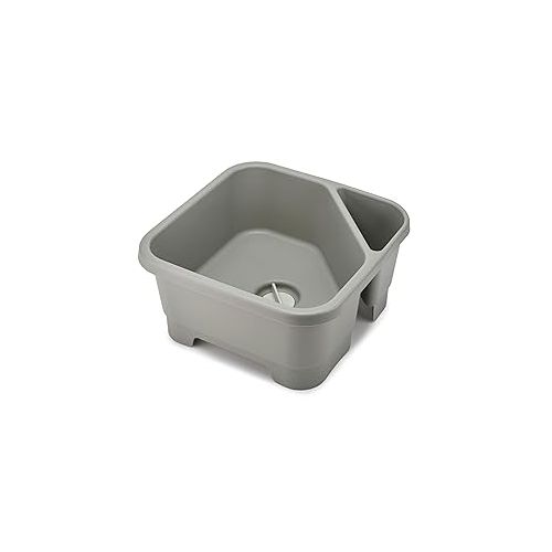 조셉조셉 Joseph Joseph Duo Square Wash Dish Basin for Kitchen and RV Basin with Cutlery, Sponges and Brushes Compartment, Grey