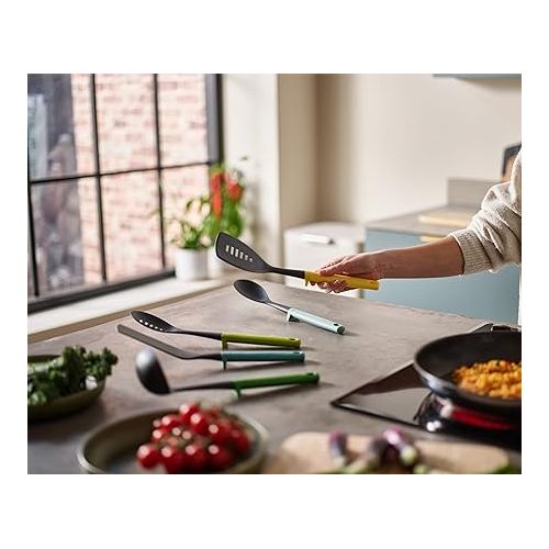 조셉조셉 Joseph Joseph Duo 5-Piece Utensil Set with Integrated Tool Rests: Vibrant Set with Solid & Slotted Spoons, Turners, and Ladle, Hygienic Design, Heat-Resistant, Perfect for Hanging Storage