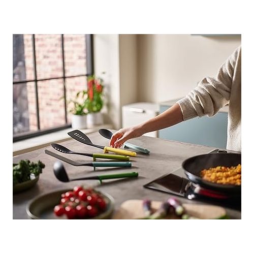 조셉조셉 Joseph Joseph Duo 5-Piece Utensil Set with Integrated Tool Rests: Vibrant Set with Solid & Slotted Spoons, Turners, and Ladle, Hygienic Design, Heat-Resistant, Perfect for Hanging Storage