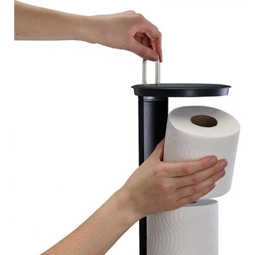 조셉조셉 Joseph Joseph EasyStore Luxe Stainless Steel Concealed Toilet Paper Holder Stand Storage with Lid, Hods up to 3 Rolls