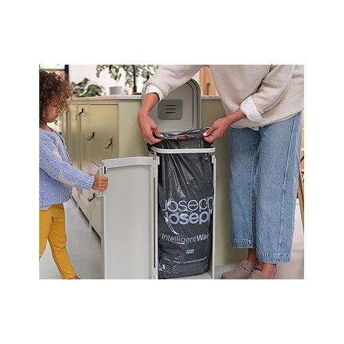 조셉조셉 Joseph Joseph Porta 40L Convenient Pedal Bin Trash Can, Concrete Grey