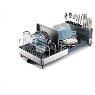 Joseph Joseph Extend Max Steel Expanding Dish Drying Rack, with high Capacity Large for Items, Cutlery and Knife Holder, Swivel Draining Spout, Stainless Steel