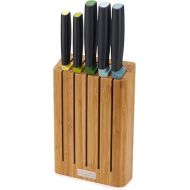 Joseph Joseph 10300 Elevate Knife Set with Slimline Bamboo Block Japanese Stainless Steel, Opal, 6-piece