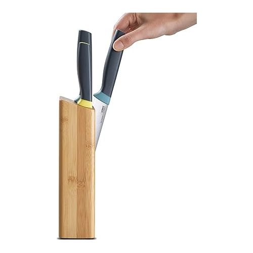 조셉조셉 Joseph Joseph 10300 Elevate Knife Set with Slimline Bamboo Block Japanese Stainless Steel, Opal, 6-piece