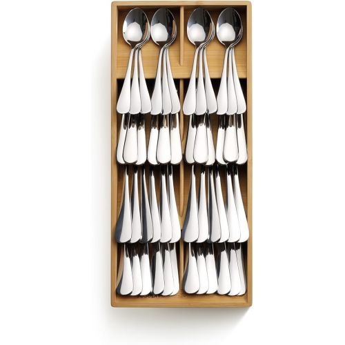 조셉조셉 Joseph Joseph Drawer Store - Large Compact Cutlery Drawer Organizer, 8 compartments, Holds 48 Pieces, Bamboo