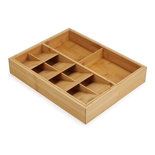 조셉조셉 Joseph Joseph DrawerStore Expanding Cutlery, Utensil & Gadgets Organiser, Expandable in Drawer Space Saving Tray, Bamboo