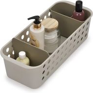 Joseph Joseph EasyStore - Slimline Bathroom essentials Storage Basket Organiser with moveable pot and divider, Ecru