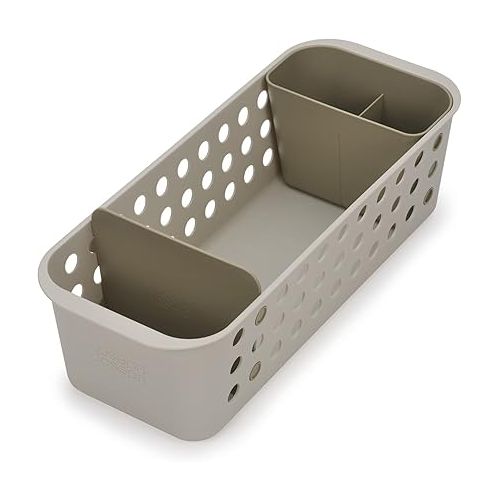 조셉조셉 Joseph Joseph EasyStore - Slimline Bathroom essentials Storage Basket Organiser with moveable pot and divider, Ecru
